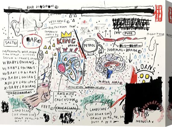 Jean-michel Basquiat King Brand Stretched Canvas Print / Canvas Art