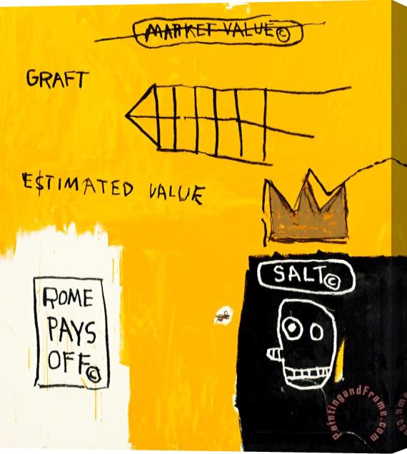 Jean-michel Basquiat Rome Pays Off Stretched Canvas Painting / Canvas Art