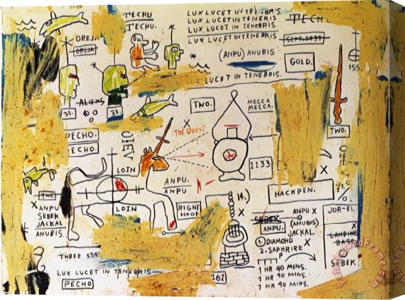 Jean-michel Basquiat Techu Anpu Stretched Canvas Print / Canvas Art