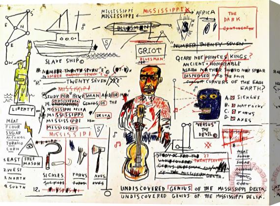 Jean-michel Basquiat Undiscovered Genius Stretched Canvas Painting / Canvas Art
