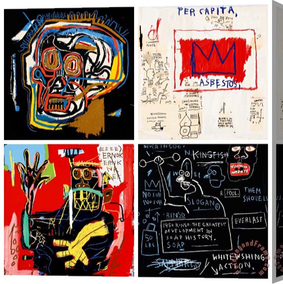 Jean-michel Basquiat Untitled: Four Prints Stretched Canvas Painting / Canvas Art
