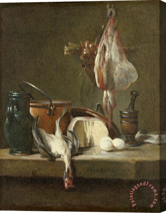Jean-simeon Chardin Still Life with Ray, Chicken, And Basket of Onions Stretched Canvas Painting / Canvas Art
