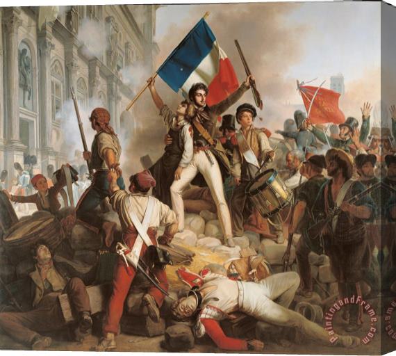 Jean Victor Schnetz Fighting at the Hotel de Ville Stretched Canvas Print / Canvas Art