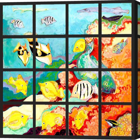 Jennifer Lommers 17 Fish Stretched Canvas Painting / Canvas Art