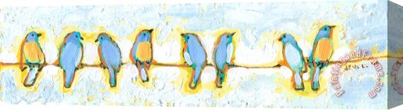 Jennifer Lommers Eight Little Bluebirds Stretched Canvas Print / Canvas Art