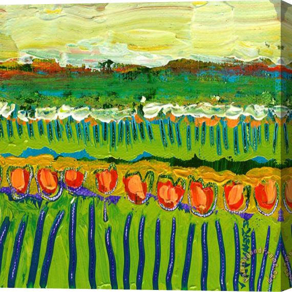 Jennifer Lommers Landscape in Green and Orange Stretched Canvas Painting / Canvas Art