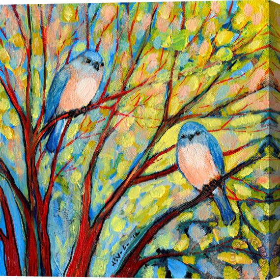 Jennifer Lommers Two Bluebirds Stretched Canvas Painting / Canvas Art
