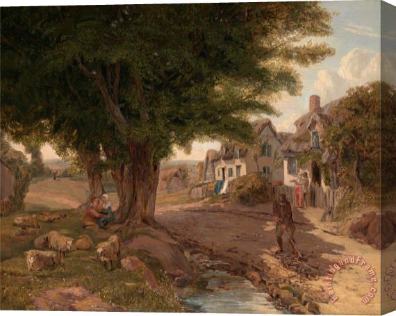Jessica Landseer Village Scene (possibly Colickey Green, Essex) Stretched Canvas Print / Canvas Art