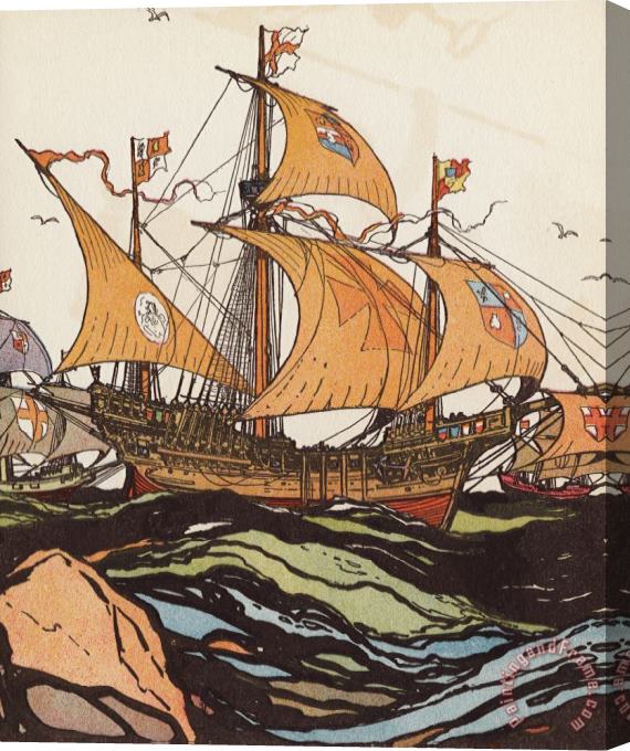 J.L. Kraemer One of Portugese Explorer Ferdinand Magellan's Ships Stretched Canvas Painting / Canvas Art