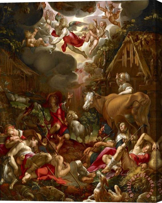 Joachim Anthonisz Wtewael Annunciation to The Shepherds Stretched Canvas Print / Canvas Art