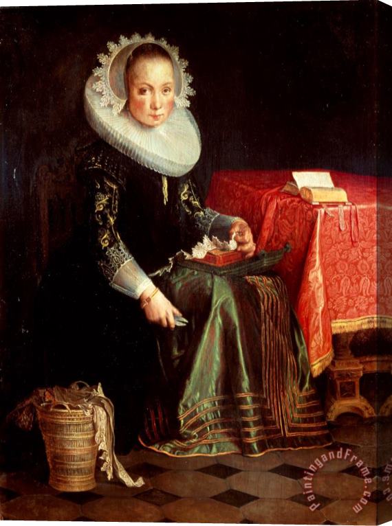 Joachim Anthonisz Wtewael Portrait of Eva Wtewael (1607 1635) Stretched Canvas Painting / Canvas Art