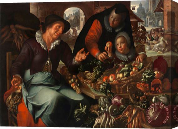 Joachim Anthonisz Wtewael The Fruit And Vegetable Seller Stretched Canvas Print / Canvas Art