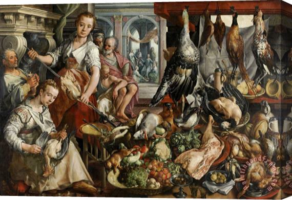 Joachim Beuckelaer The Well Stocked Kitchen Stretched Canvas Painting / Canvas Art