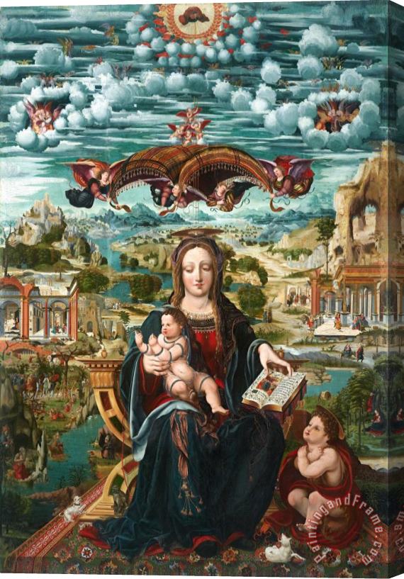 Joan de Burgunya  Virgin And Child with The Infant Saint John Stretched Canvas Painting / Canvas Art