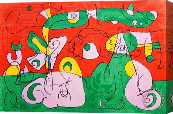 Joan Miro Bougrelas And His Mother Iii,1966 Stretched Canvas Painting / Canvas Art