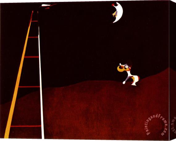 Joan Miro Dog Barking at The Moon Stretched Canvas Painting / Canvas Art