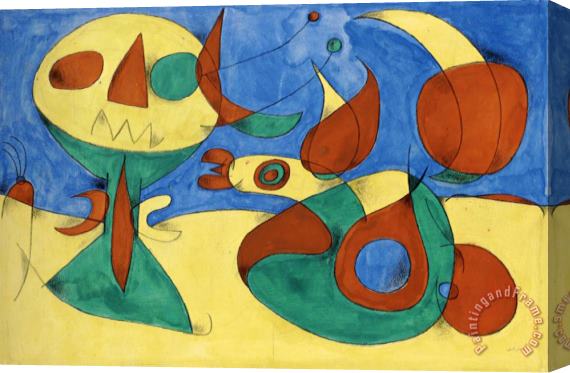 Joan Miro Etude Pour 'derriere Le Miroir', Zephyr Bird, 1956 Stretched Canvas Painting / Canvas Art