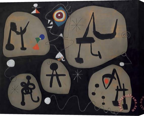 Joan Miro Femme Entendant De La Musique Stretched Canvas Print / Canvas Art