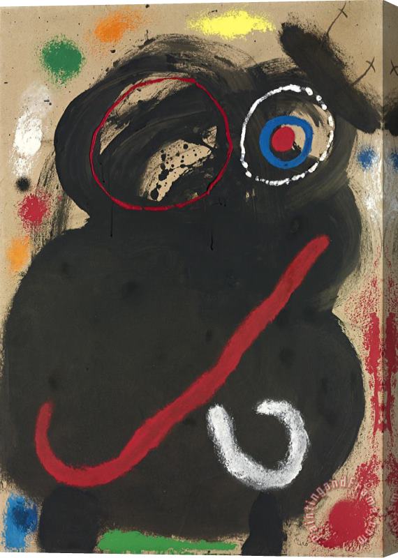 Joan Miro Femme Et Oiseau, 1965 Stretched Canvas Print / Canvas Art