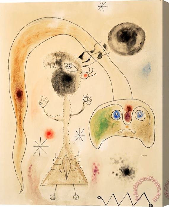 Joan Miro Femme, Serpent, Etoiles, 1942 Stretched Canvas Painting / Canvas Art