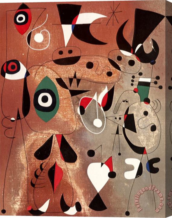 Joan Miro Femmes, Oiseaux, Etoile, 1960 Stretched Canvas Print / Canvas Art
