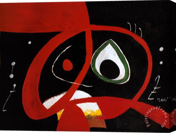 Joan Miro Kopf Stretched Canvas Painting / Canvas Art