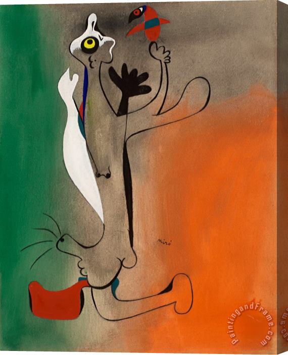 Joan Miro L'homme Et L'oiseau, 1935 Stretched Canvas Painting / Canvas Art