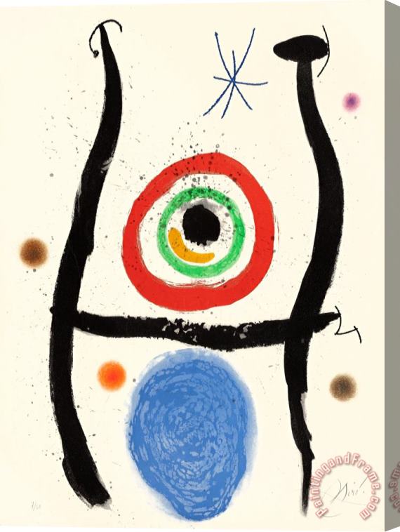 Joan Miro Le Bleu De La Cible, 1974 Stretched Canvas Painting / Canvas Art