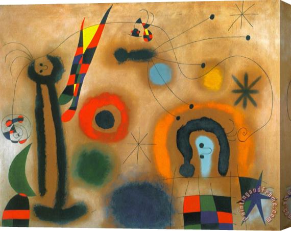 Joan Miro Libelle Mit Roten Flugeln Eine Schlange Jagend Stretched Canvas Painting / Canvas Art