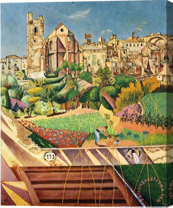 Joan Miro Montroig, La Iglesia Y El Pueblo, C.1918 Stretched Canvas Painting / Canvas Art