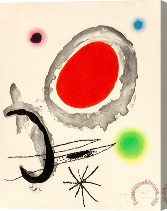 Joan Miro Oiseau Entre Deux Astres, 1967 Stretched Canvas Print / Canvas Art