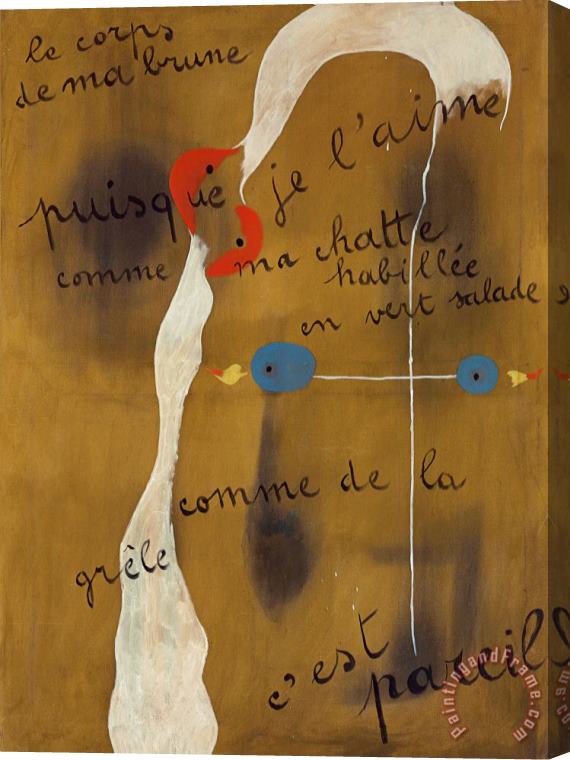 Joan Miro Painting Poem (le Corps De Ma Brune), 1925 Stretched Canvas Painting / Canvas Art