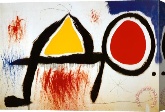Joan Miro Personagge Devan Le Soleil Stretched Canvas Print / Canvas Art