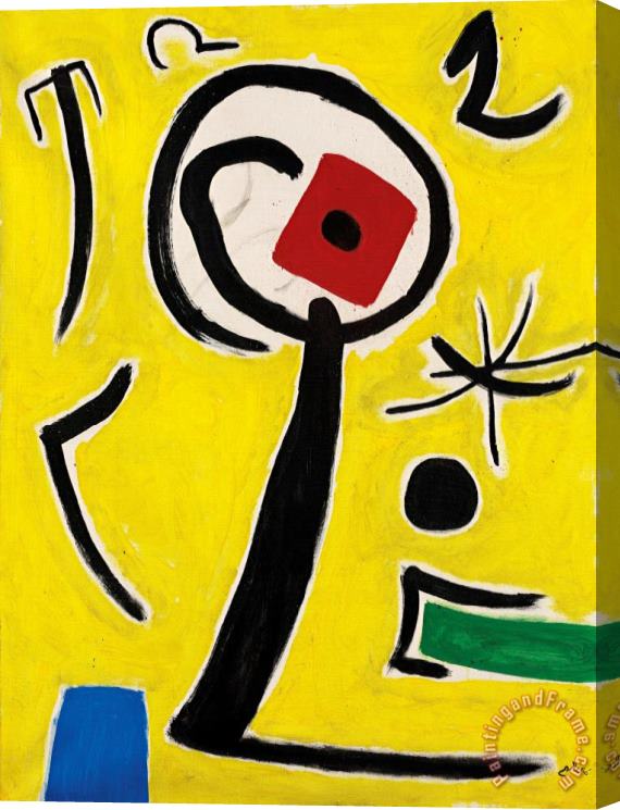 Joan Miro Personnage, Oiseau, Etoile Dans Un Paysage, 1978 Stretched Canvas Painting / Canvas Art