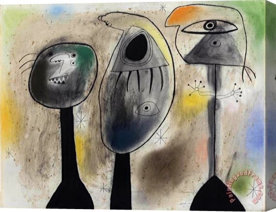 Joan Miro Personnages Dans La Nuit, 1942 Stretched Canvas Painting / Canvas Art