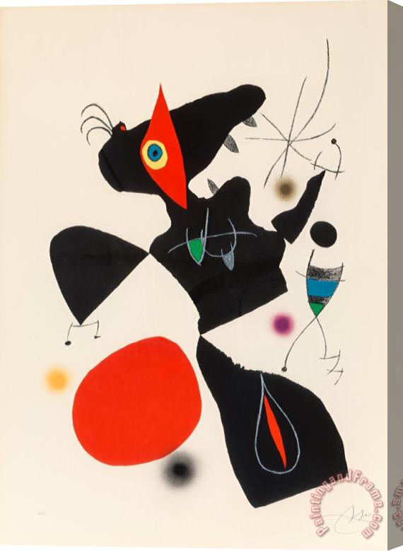 Joan Miro Plate Iv, From Oda a Joan Miro, 1973 Stretched Canvas Painting / Canvas Art