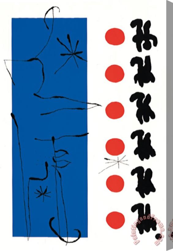 Joan Miro Rouge Et Bleu 1960 Stretched Canvas Painting / Canvas Art