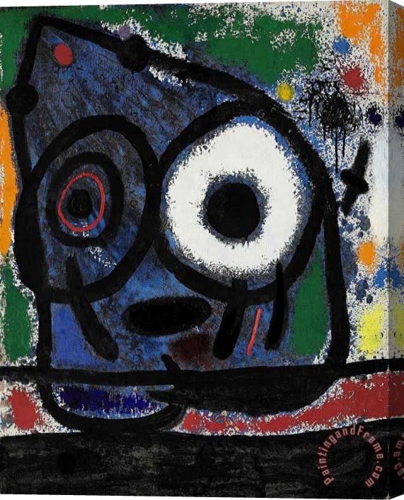 Joan Miro Tete Bleue Et Oiseau Fleche, 1965 Stretched Canvas Painting / Canvas Art