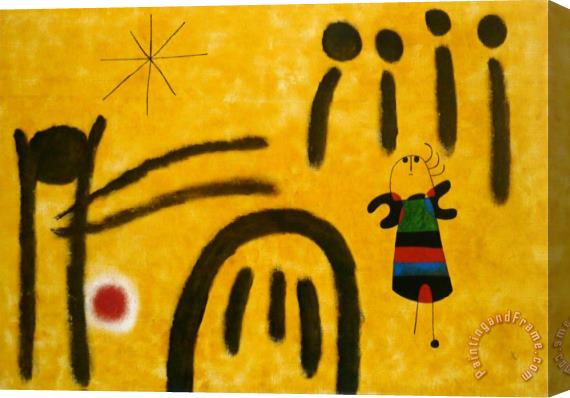 Joan Miro The Little Fair Girl in The Park Stretched Canvas Print / Canvas Art