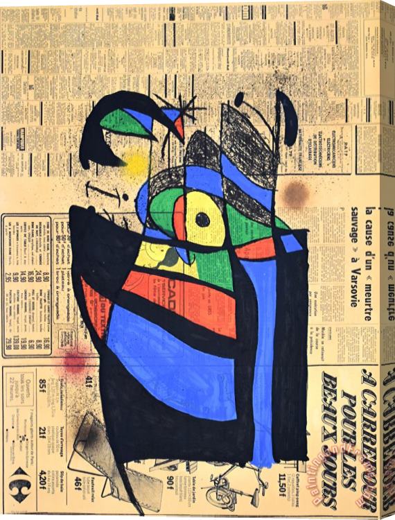 Joan Miro The Newspaper Le Journal, 1972 Stretched Canvas Print / Canvas Art