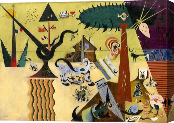 Joan Miro The Tilled Field 1924 Stretched Canvas Painting / Canvas Art