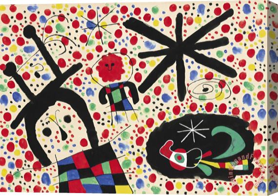 Joan Miro Untitled (personnages, Etoiles), 1953 Stretched Canvas Print / Canvas Art