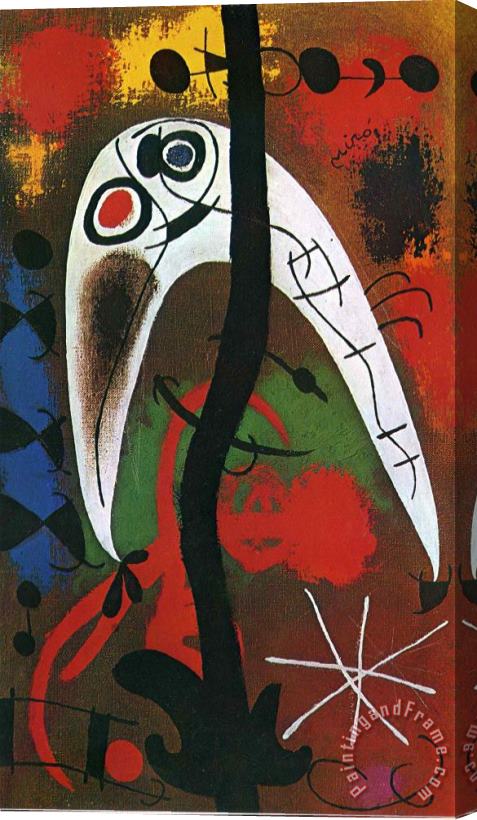 Joan Miro Woman And Bird in The Night II Stretched Canvas Painting / Canvas Art