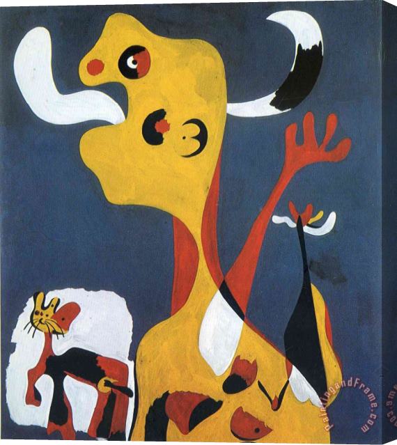 Joan Miro Woman And Dog in Front of The Moon, 1935 Stretched Canvas Print / Canvas Art