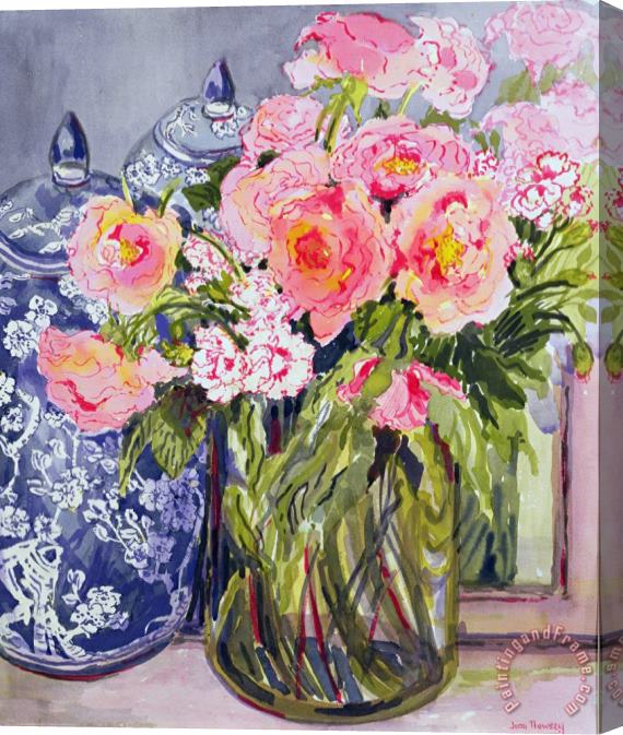 Joan Thewsey Still Life With Two Blue Ginger Jars Stretched Canvas Painting / Canvas Art
