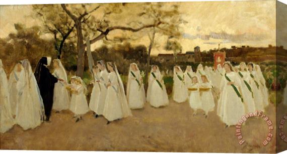 Joaquim Vayreda Procession of Schoolgirls Stretched Canvas Print / Canvas Art