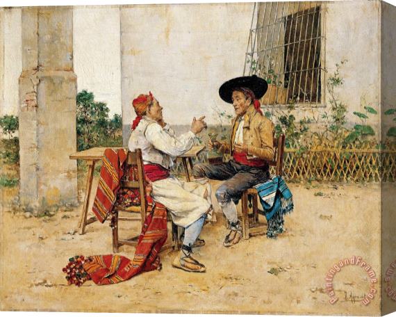 Joaquin Agrasot Two Inhabitants of The Valencia Huerta Stretched Canvas Print / Canvas Art