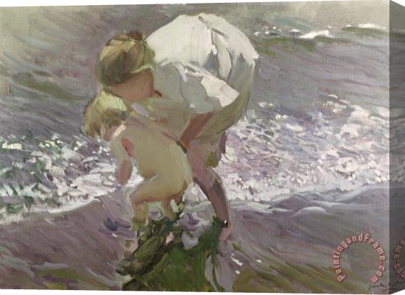 Joaquin Sorolla y Bastida Bathing on the Beach Stretched Canvas Painting / Canvas Art