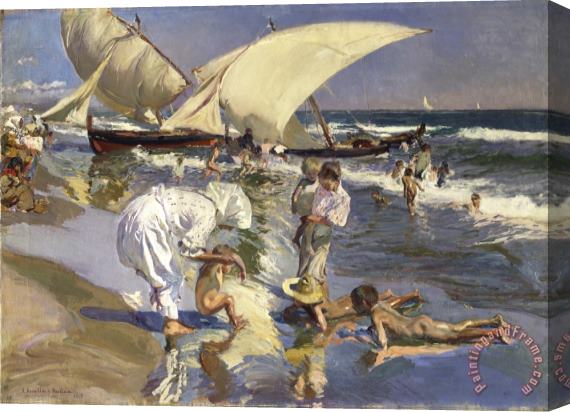 Joaquin Sorolla y Bastida Beach of Valencia by Morning Light Stretched Canvas Painting / Canvas Art