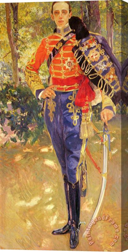 Joaquin Sorolla y Bastida Portrait of King Alfonso XIII in a Hussar's Uniform Stretched Canvas Painting / Canvas Art